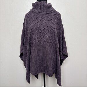 Roots Womens One Size Wool Cable Turtle Neck Poncho Sweater